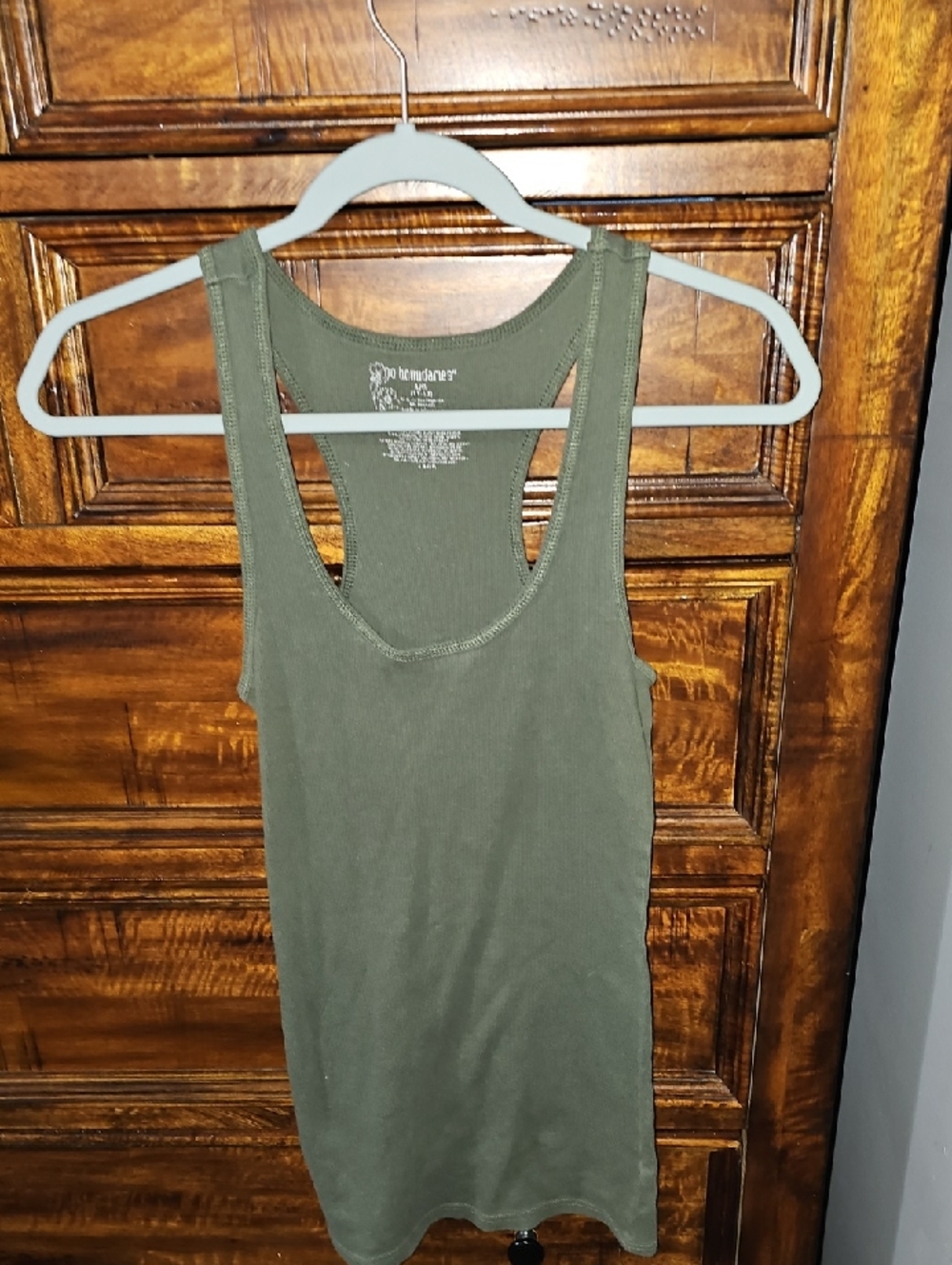 No Boundaries Womens Sz LG Green Ribbed Tank Top